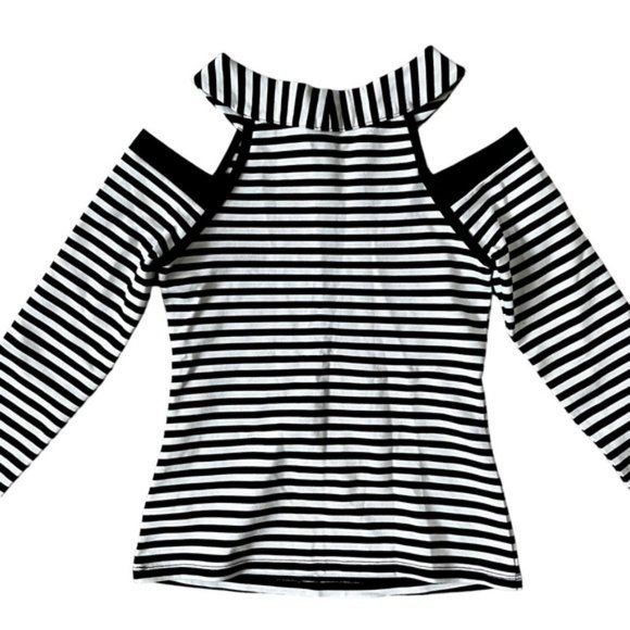 Black and White Striped Bebe Top Size XS - Picture 4 of 8